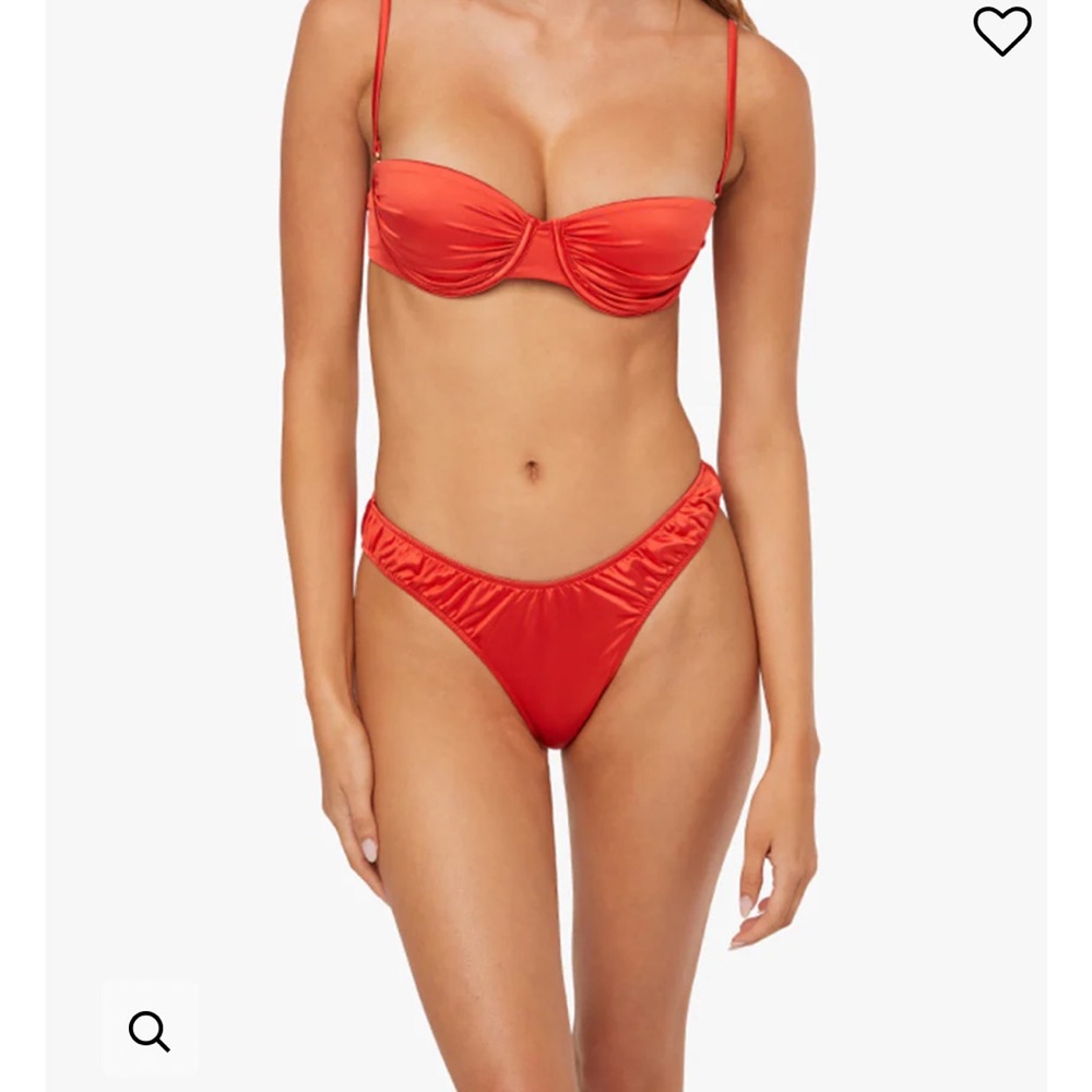 NEW WeWoreWhat Ruched Red Bikini Top and Bottom